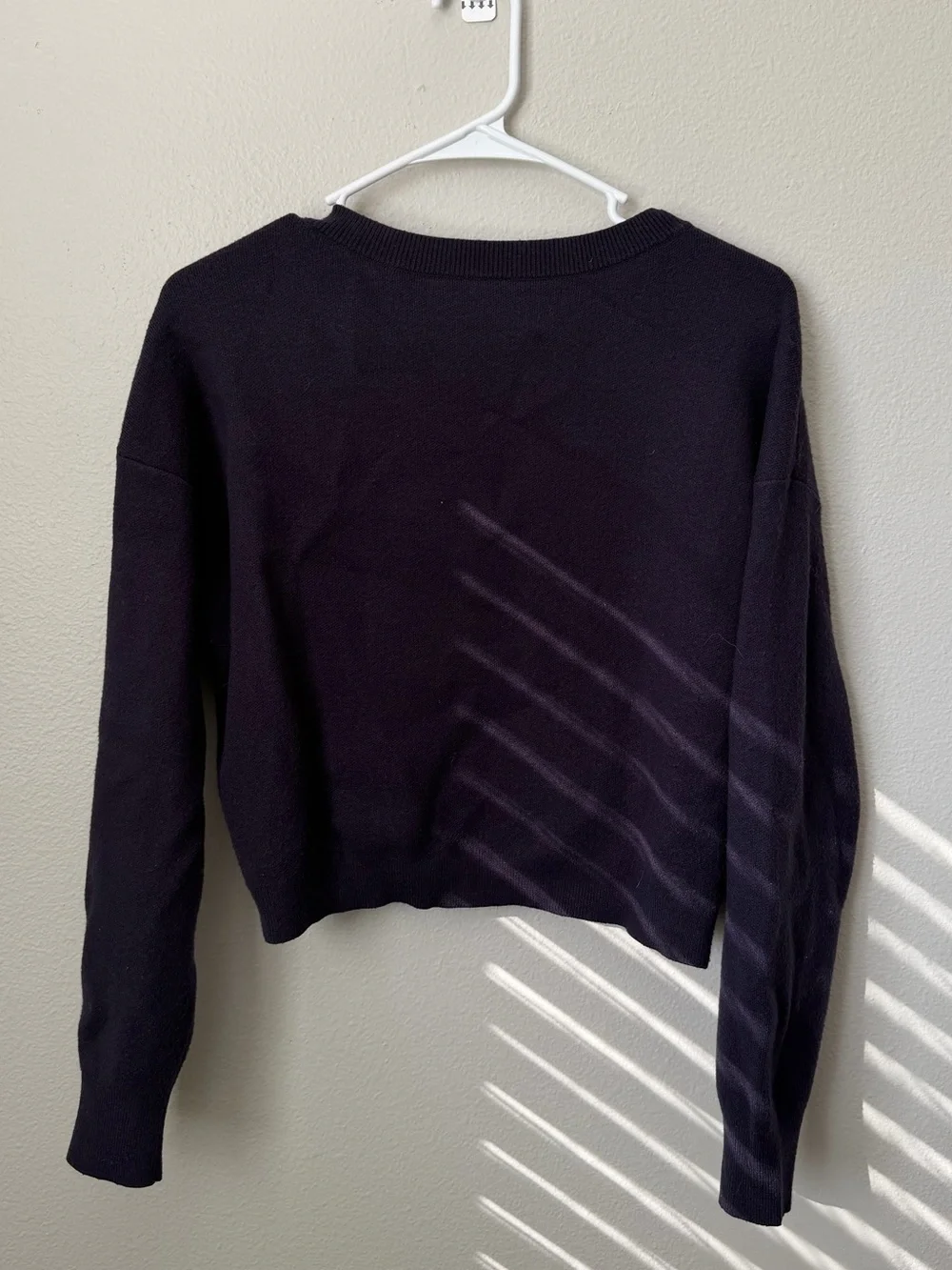 Anthropologie Twist Front Cropped Sweater Black Size Small Boho Minimalist